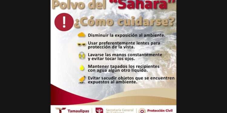 Llega a Tamaulipas el polvo del Sahara, Protección Civil emite recomendaciones