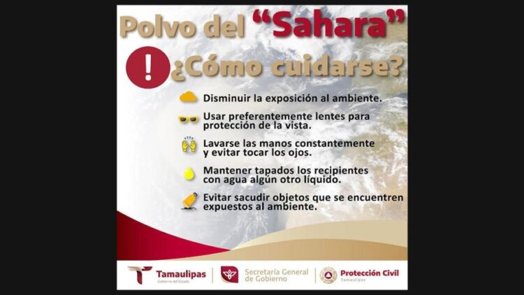 Llega a Tamaulipas el polvo del Sahara, Protección Civil emite recomendaciones