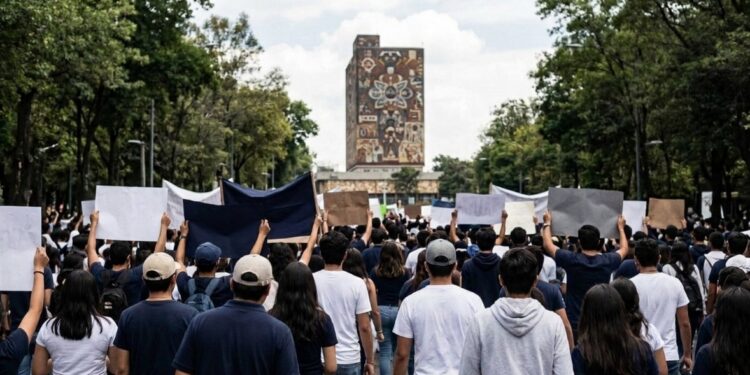 Padres de familia y estudiantes exigen frente a Rectoría de la UNAM examen presencial